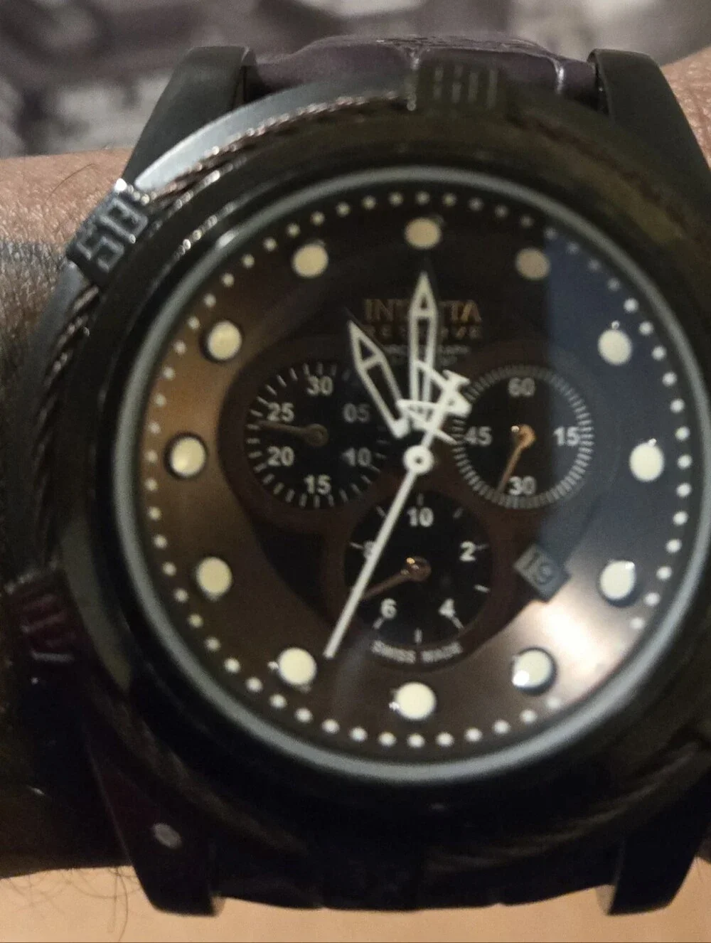 Invicta Black Dial Chronograph Watch with White Markers